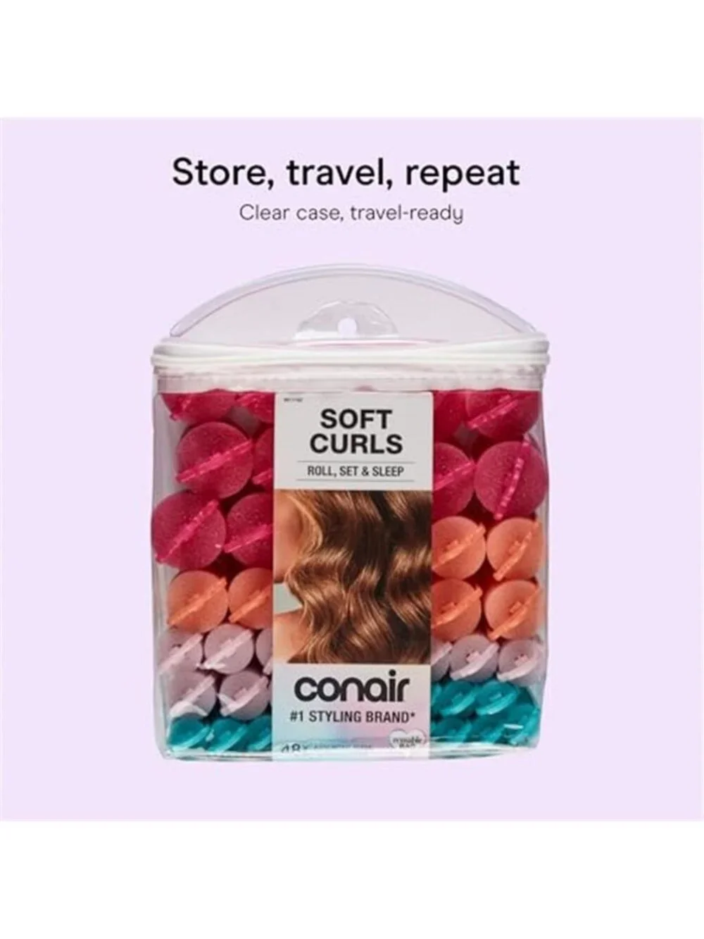 Conair Hair Rollers for Heatless Curls Overnight, Snap Closures, 48 Count | 4